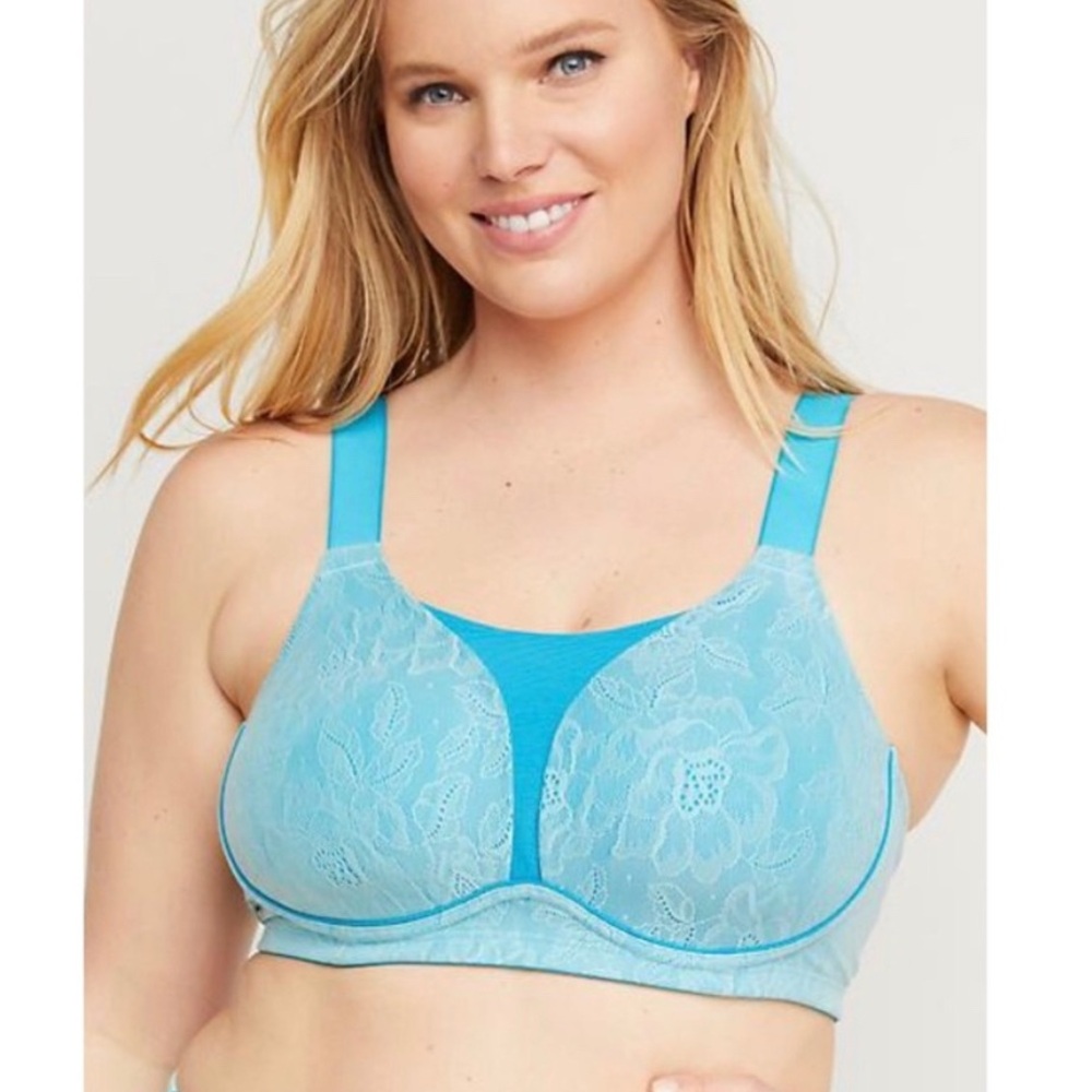 Cacique Medium-Impact Blue Wire free Sports Bra